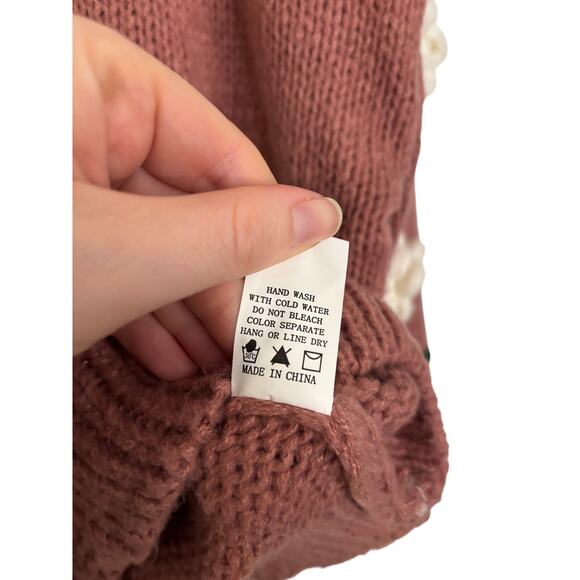 Luna Ivy Cardigan Womens XS Floral Sweater Pink Kit Appliqué Balloon Sleeve - Picture 5 of 5